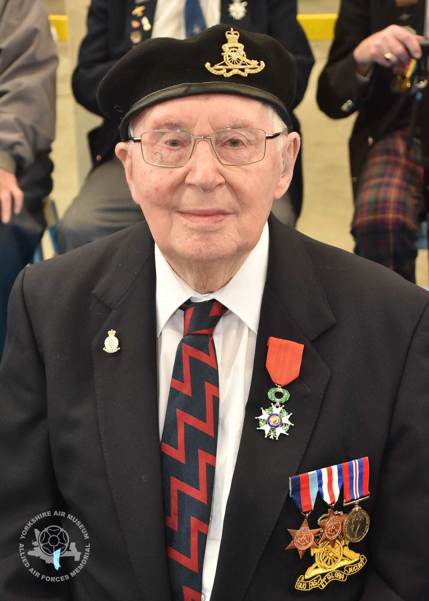 Legion d'Honneur medals presented to 21 Normandy Veterans at Yorkshire Air Museum on Sunday 22nd May, 2016. Pictured is Kenneth R Charlton of Laceby, Lincolnshire, Gunner Royal Artillery, Radio Operator, 86 Anti-Tank RegimentRA who recieved the medal from Colonel Bruno Cunat, French Liasion Officer to the Ministry of Defence. Picture David Harrison/ Yorkshire Air Museum.
