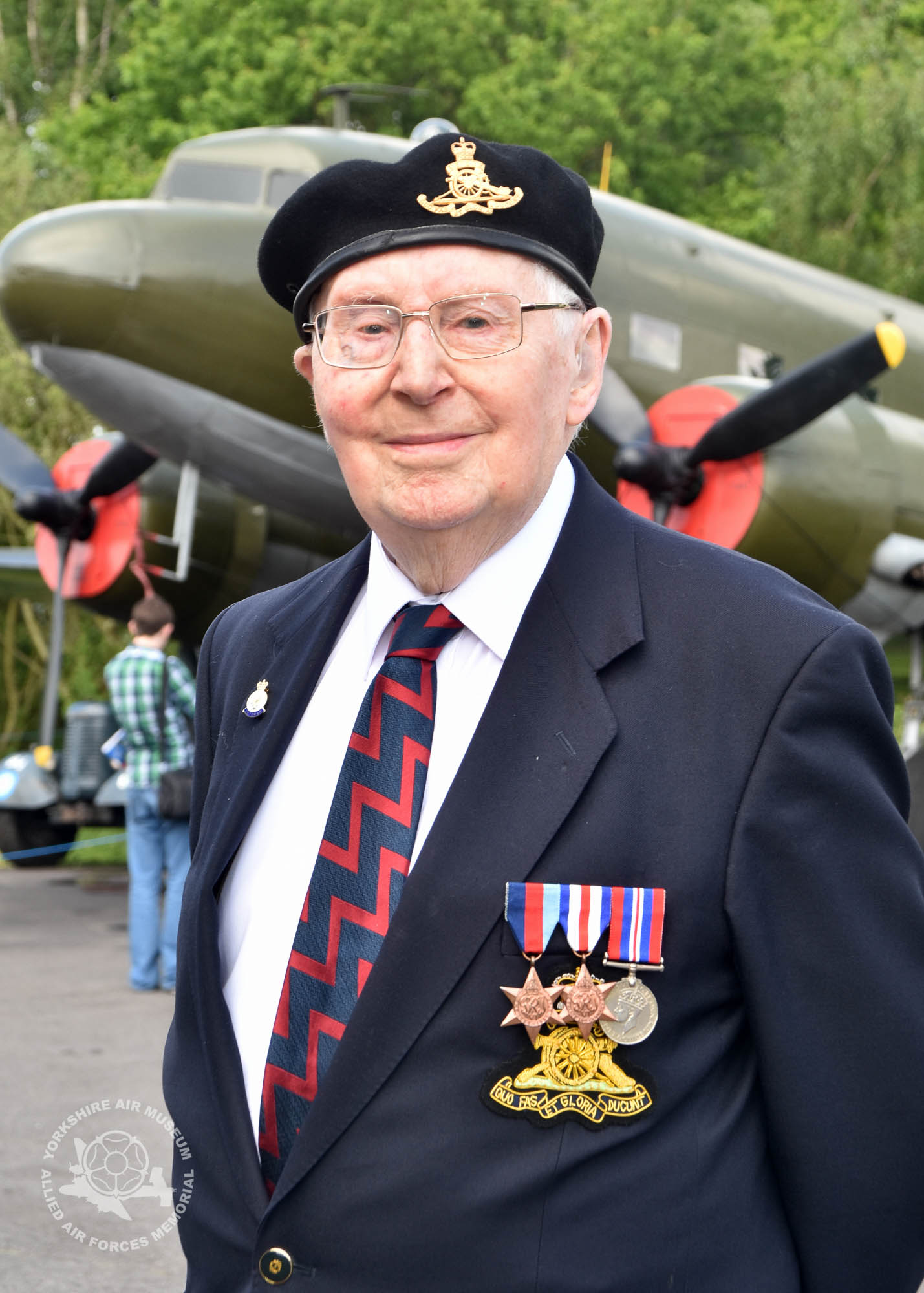 Legion d'Honneur medals presented to 21 Normandy Veterans at Yorkshire Air Museum on Sunday 22nd May, 2016. Pictured is Kenneth R Charlton of Laceby, Lincolnshire, pictured before the presentations, Gunner Royal Artillery, Radio Operator, 86 Anti-Tank Regiment RA who recieved the medal from Colonel Bruno Cunat, French Liasion Officer to the Ministry of Defence. Picture David Harrison/ Yorkshire Air Museum.