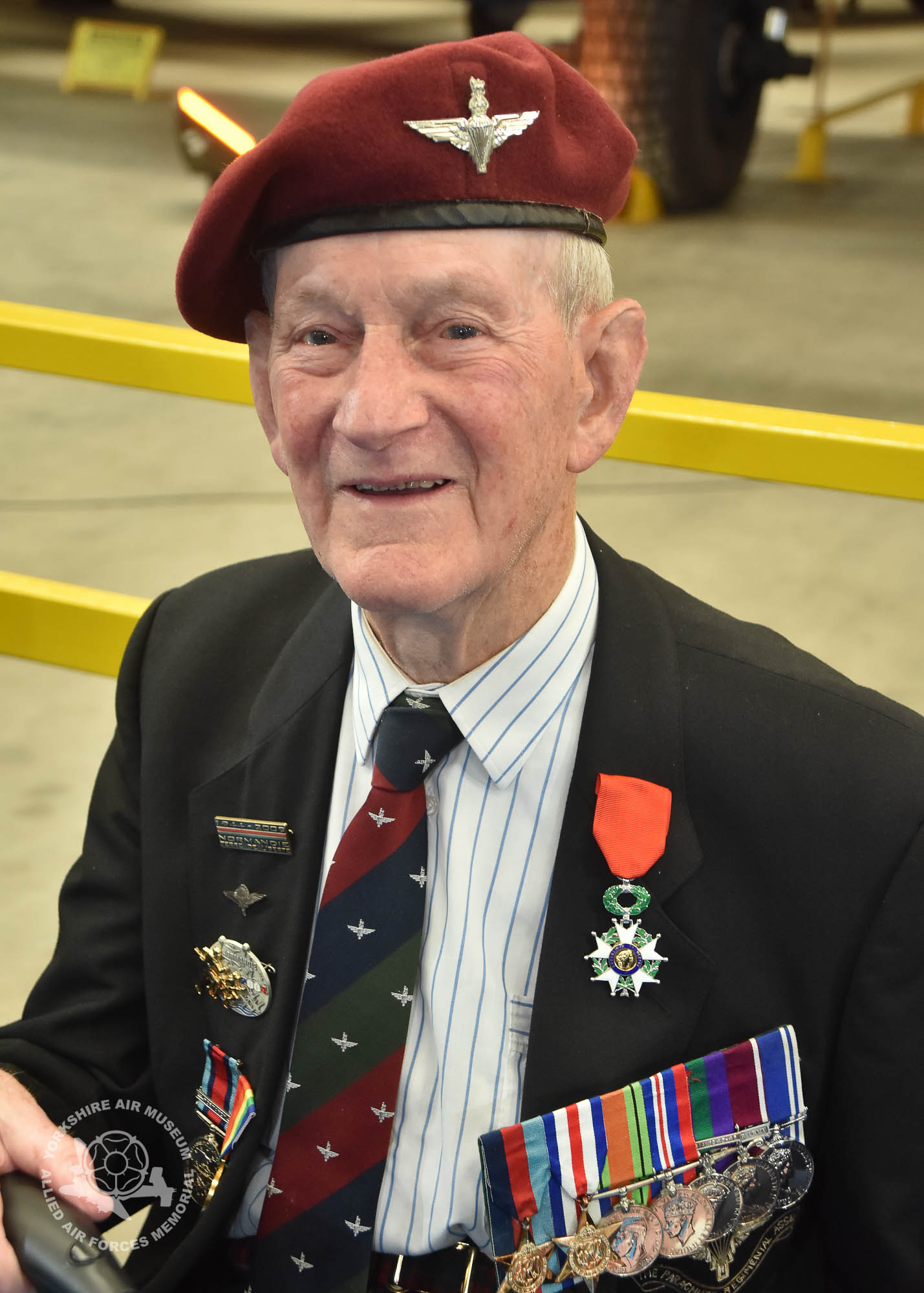 Legion d'Honneur medals presented to 21 Normandy Veterans at Yorkshire Air Museum on Sunday 22nd May, 2016. Pictured is James Matthew Johnston of Amble, Morpeth, who recieved the medal from Colonel Bruno Cunat, French Liasion Officer to the Ministry of Defence. Picture David Harrison/ Yorkshire Air Museum. (Corporal 22 Independant Pathfinder Company dropped in advance of main body of 6th Airbourne Division during night of 5-6th June 44 at Ranville).