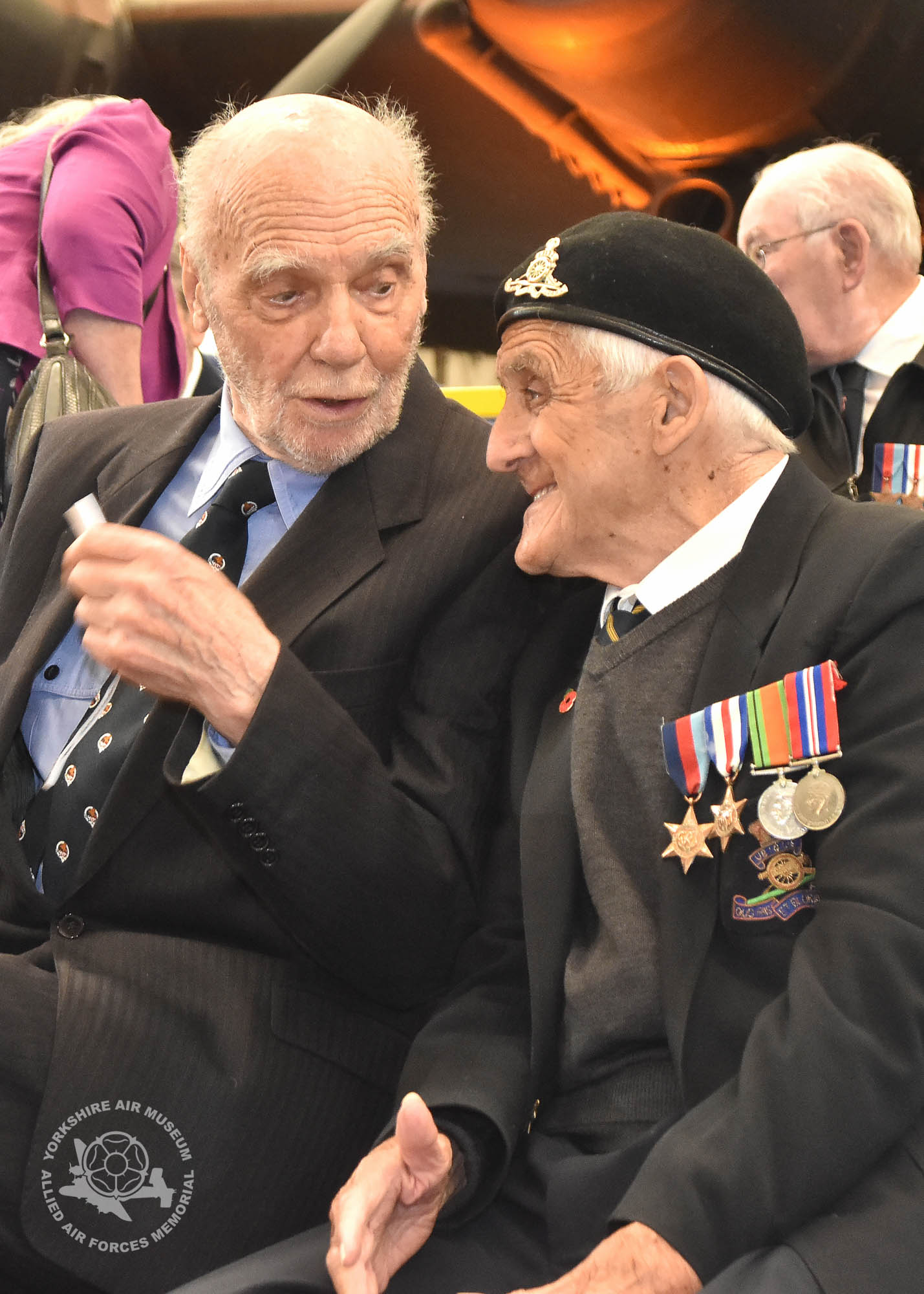 Presentation of the Legion d'Honneur ceremony held at the Yorkshire Air Museum, Elvington, on Sunday 22nd September, 2016. Pictured are George Graham and John Graham. Picture David Harrison / Yorkshire Air Museum.