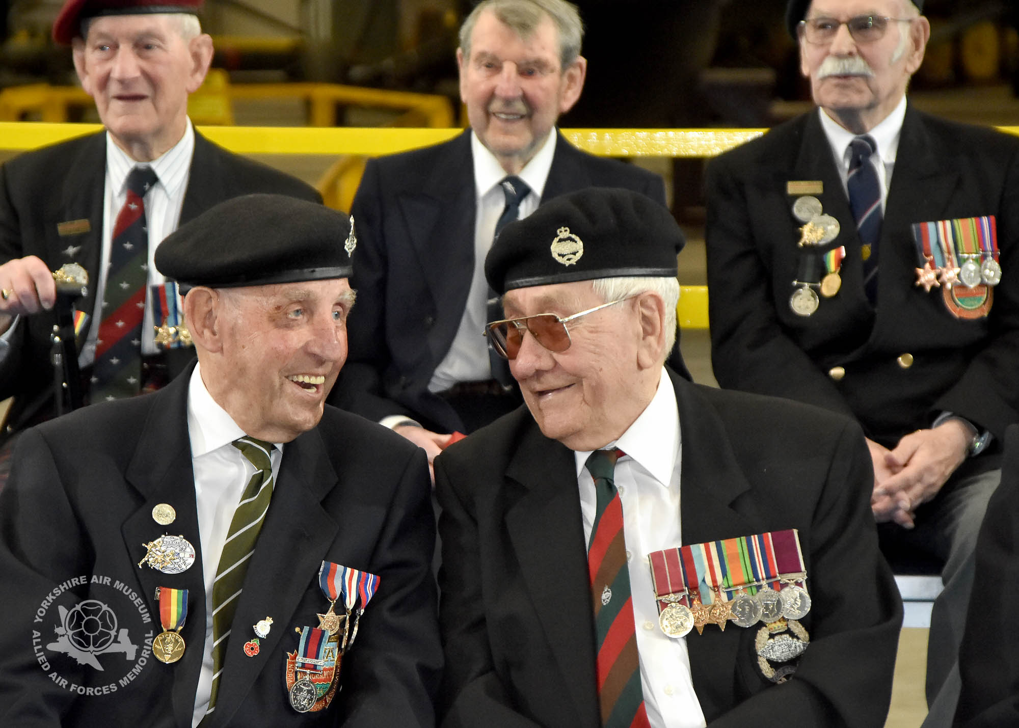 Presentation of the Legion d'Honneur ceremony held at the Yorkshire Air Museum, Elvington, on Sunday 22nd September, 2016. Pictured Kenneth Cooke and Douglas Dawson. Picture David Harrison / Yorkshire Air Museum.