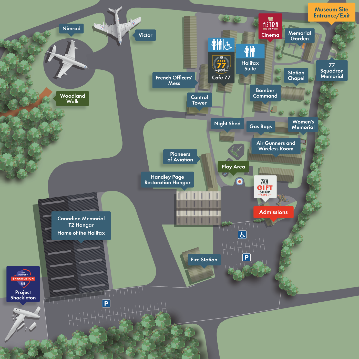 Yorkshire Air Museum Site Map